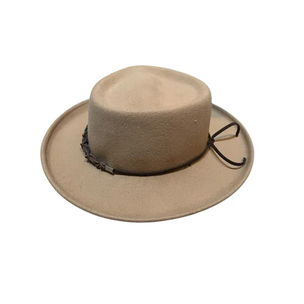 Vintage Coldwater Creek Womens One Size Light Brown Hat Braided Beaded 100% Wool - Image 4
