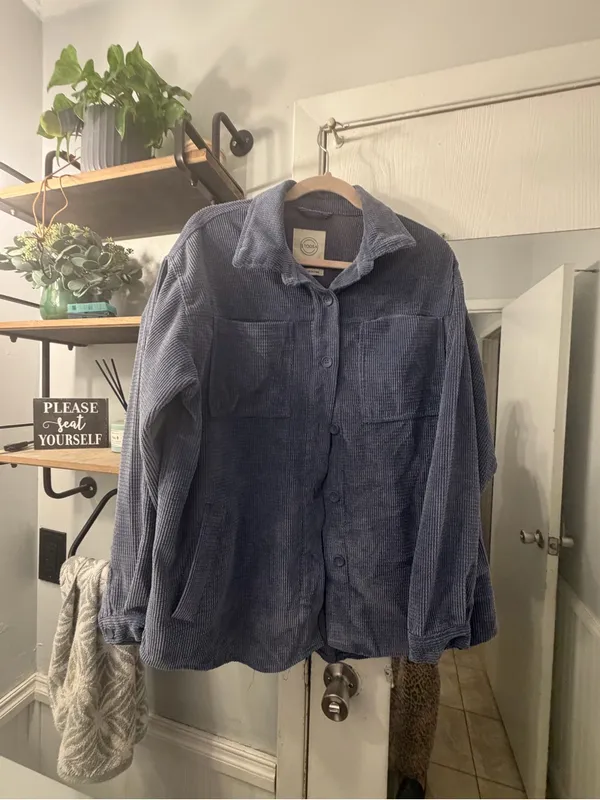 Stoosh Corduroy Button-Up Jacket - Navy Blue - Image 2