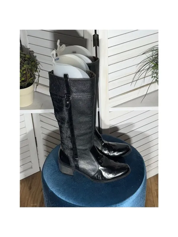 Vintage Miucha Y2K Knee High Black Leather Boots - Size 8 - Image 2