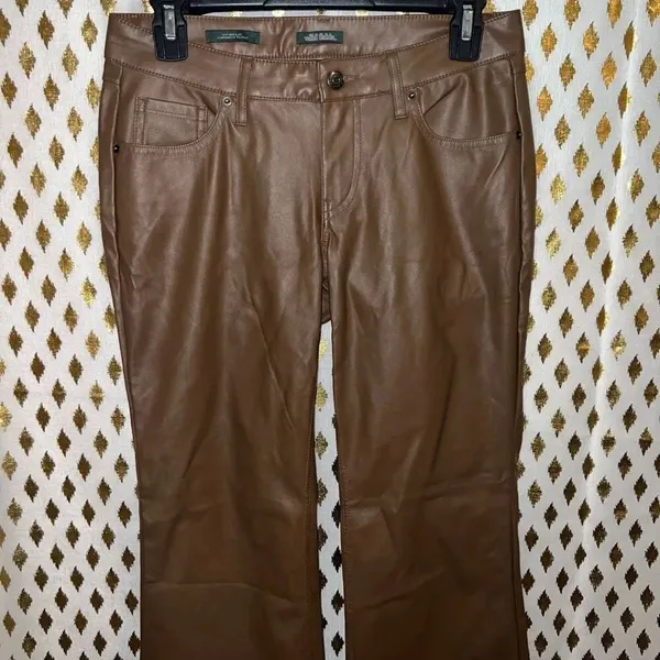 Wild Fable Brown leather flared pants low rise flare size 4 - Image 4