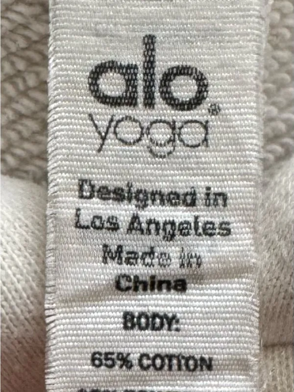 ALO Yoga Air Land Ocean Cream Short-Sleeve Cropped Hoodie sweatshirt, size M - Image 4