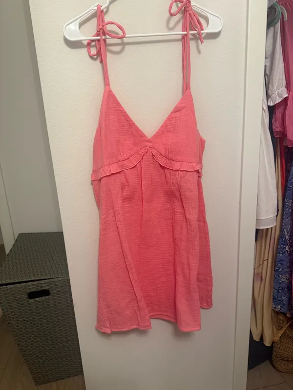 Pink Lily Coral Tie-Strap Mini Dress - Image 2