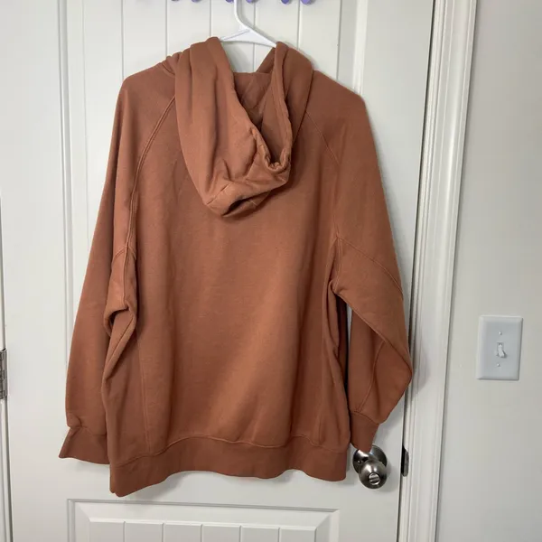 EUC Primark women’s brown embroidered pullover fleece‎ hood sweatshirt oversized - Image 8