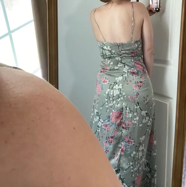 Boutique 1861 Sage Green Silky Midi Floral Dress - Image 5