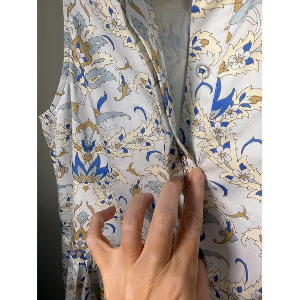 Tuckernuck Blue White Floral Shirt Dress Sleeveless Preppy‎ Resort M - Image 8
