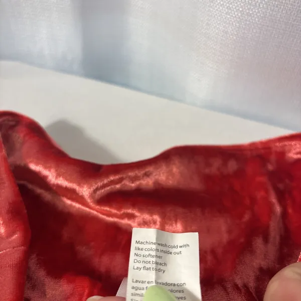 Fabletics High Waisted 2XL Strawberry Red Crushed Velour‎ Crossover Leggings Y2K - Image 5