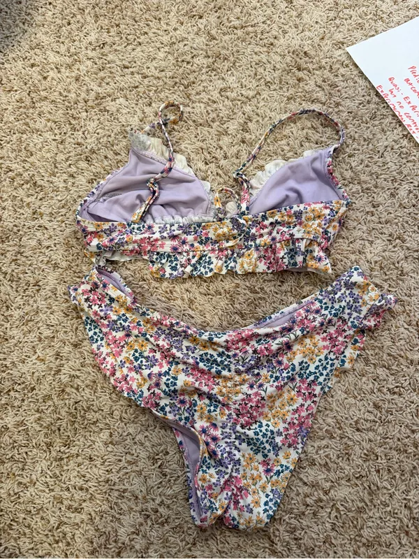 Adore Me Pink Multi Floral Ruffle Tie-Front Bikini Set - Image 4