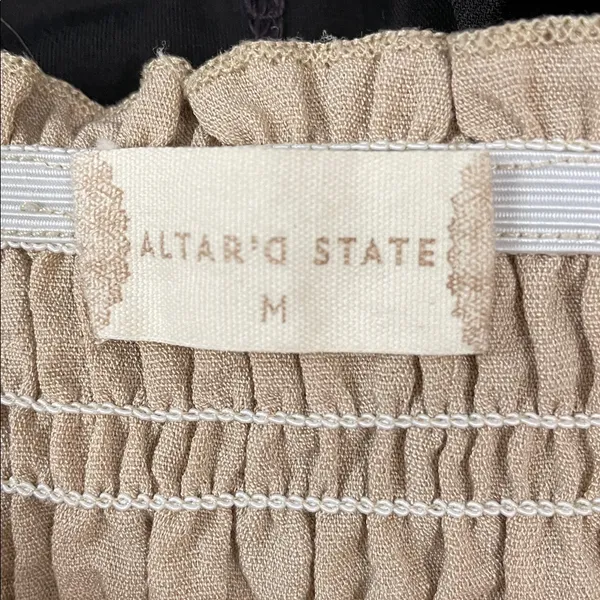 Altar'd State Tan Smocked Crop Top - Image 4