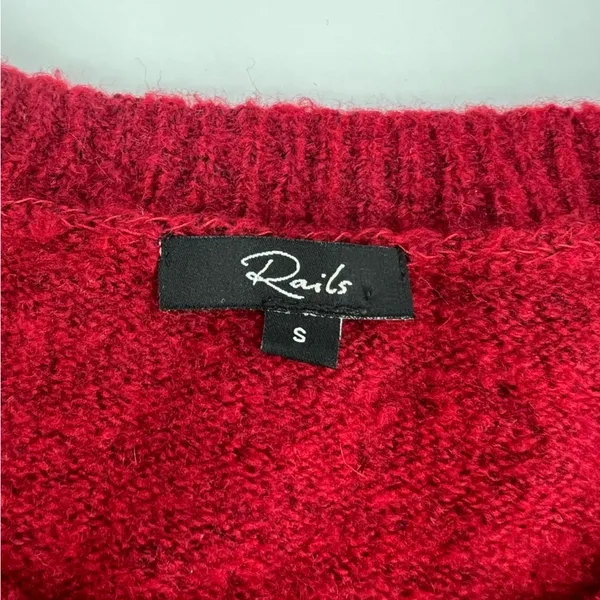 Rails Aries Lightning Bolt Wool Cashmere Blend Sweater Cozy‎ Red White sz M - Image 5