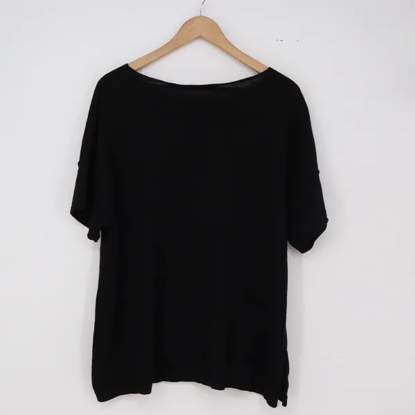 Unbranded Knit Top Women's M Short Sleeve Black Relaxed Fit Excellent - Image 3