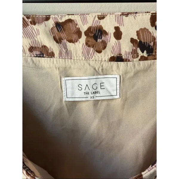 Sage The Label Leopard Print Mini Skirt Brown Pink A-Line Flowy Lined - Image 4