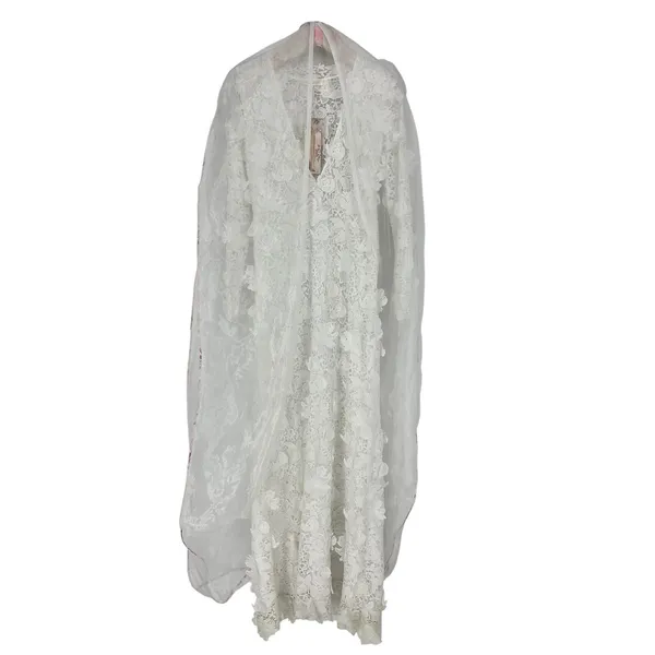 LoveShackFancy Sylvester Bridal‎ Lace Gown White Size 4 NWT - Image 14