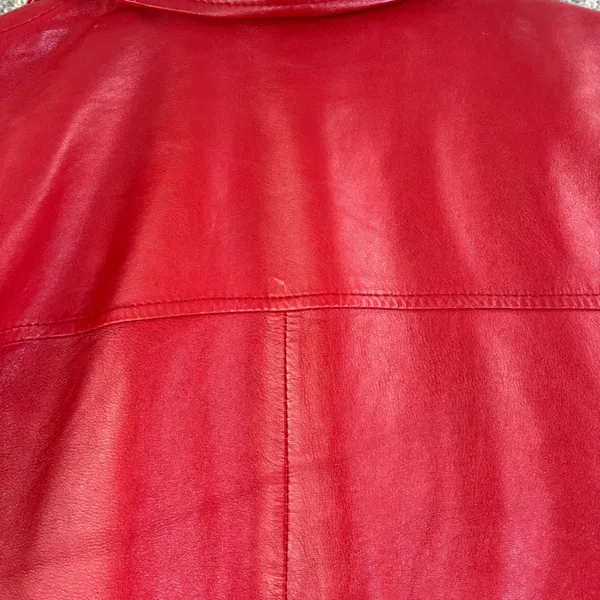 EVAN‎ DAVIES Red Leather Jacket Womens 12 Zip Up Collared Blazer Style Retro VTG - Image 12