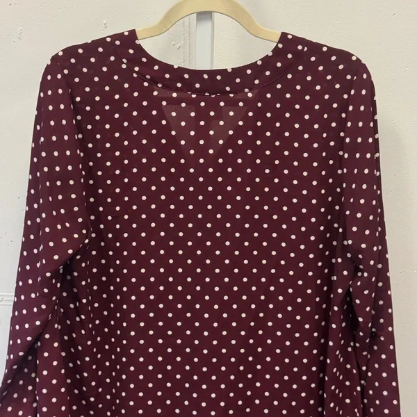 Motherhood Maternity Blouse Small Burgundy Polka Dot V-Neck Long Sleeve Top - Image 5