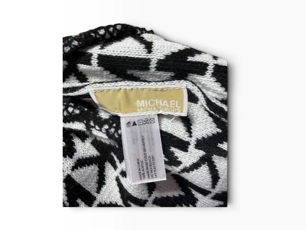 Michael Kors MK Logo Beanie Hat Black White Monogram Knit Winter Cap - Image 3