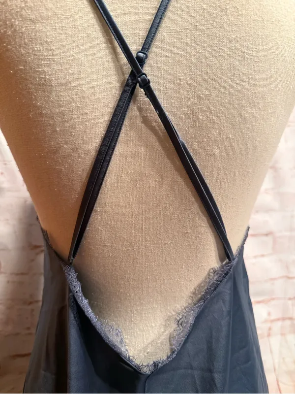 Victoria's Secret Satin Slip pullover lace Gray large adjustable straps lingerie - Image 6