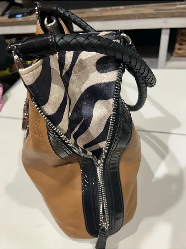 BRIGHTON Fashionista City Block Dovima Brown Black Zebra Shoulder Hand Bag Purse - Image 9