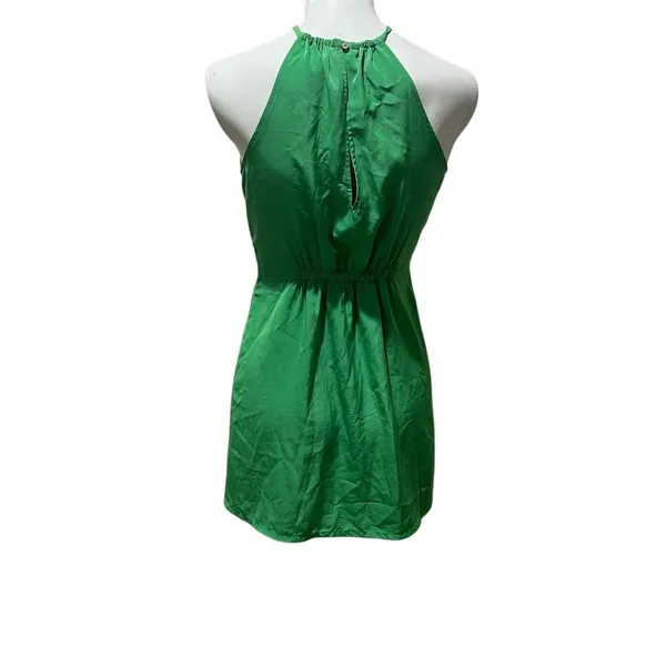 Zara Basic Women's XS Green Halter Neck Mini Dress Standard Casual Summer - Image 2