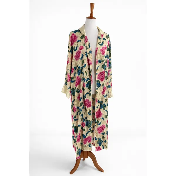 Vintage Victoria’s Secret Gold Label Floral Satin Like Kimono Robe Size Small - Image 2