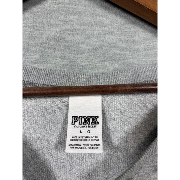 Victorias Secret Pink Logo Sweatshirt‎ With Lace Shoulders L - Image 4