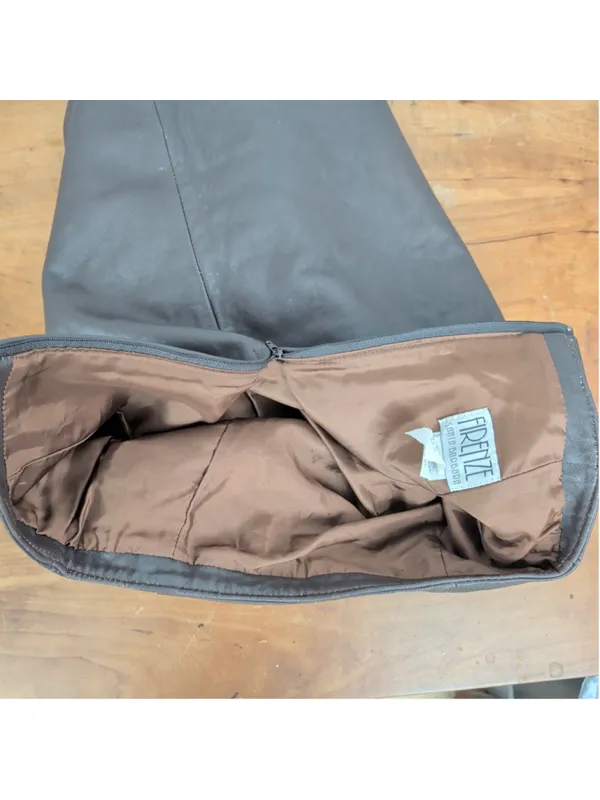 Vintage Firenze Brown Leather Skirt - Image 5