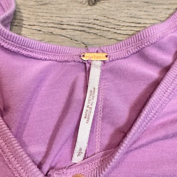 Free People‎ Magical Moonshine Tunic Purple V Neck Long Sleeve Top Shirt Small S - Image 3