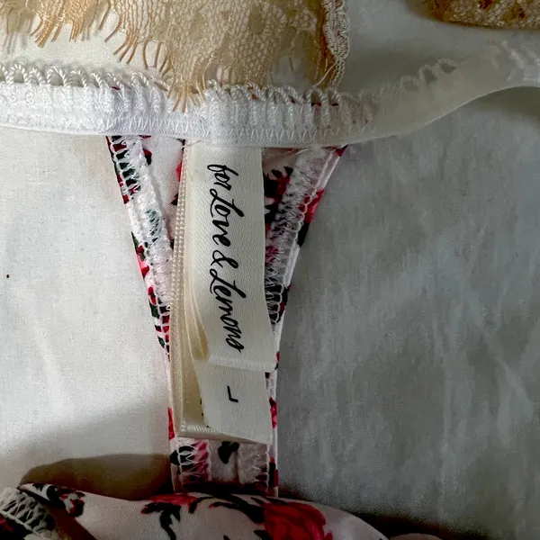 For Love And Lemons Red and White Floral Camisole - Image 4
