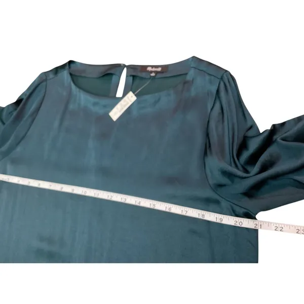 Madewell Satin Shift Mini Dress in‎ Smokey Spruce Size Medium - Image 7