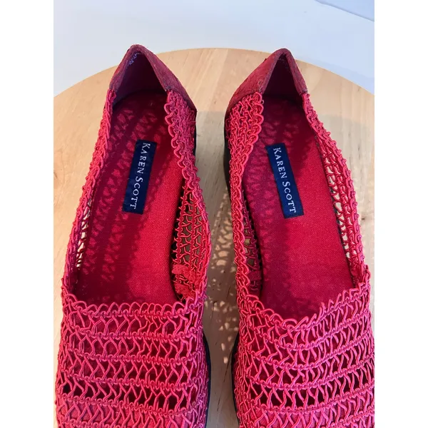 Karen Scott Vintage 90s Red Woven Stretchy Slip on Flats Shoe Size 7.5 - Image 4