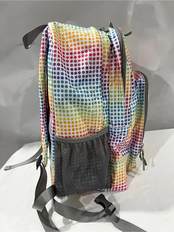 L.L.Bean Deluxe Backpack Book Pack Multicolor Polka-Dots Adjustable Straps - Image 4