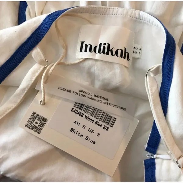 Indikah White Blue Striped Midi Dress - Image 4