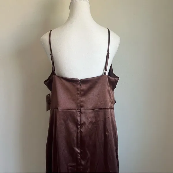 Birdy Grey Lydia Shiny Satin Chocolate Brown Maxi Dress NEW Size XXL Bridesmaid - Image 9
