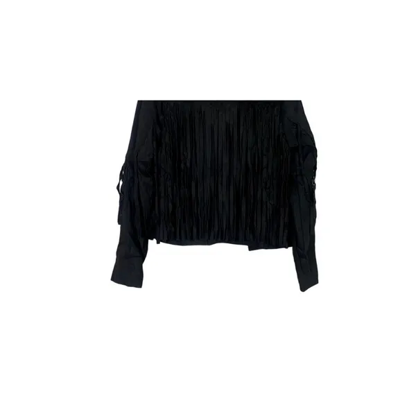 NEW! Western Fringe Soft Faux Suede Open Style Lined Jacket Coat M Black - Image 11