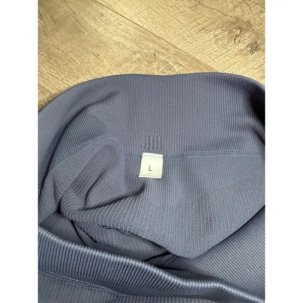 Unbranded Ribbed High Waisted Seamless‎ Leggings Slate Blue Size Large - Image 3