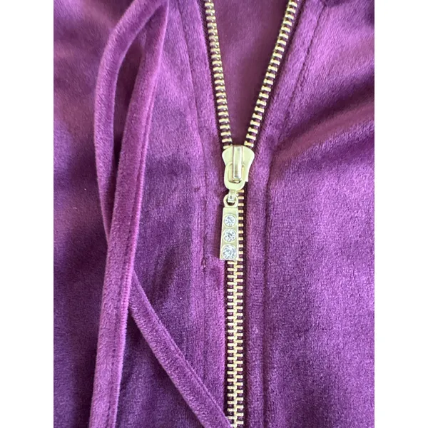 Cable & Gauge Studio Purple Velour Tracksuit Set Zip Hoodie Joggers Womens Med - Image 4