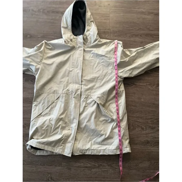 Outbrook Fleece Lined Rain Jacket Womens Medium Cream Hooded Utility Coat - Image 12