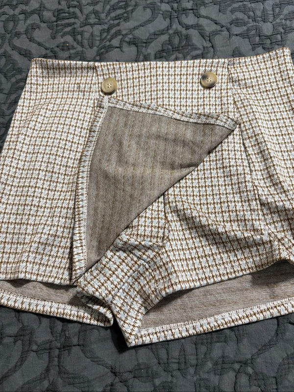 Altar’d State plaid skort size large tan blue accents preppy - Image 6