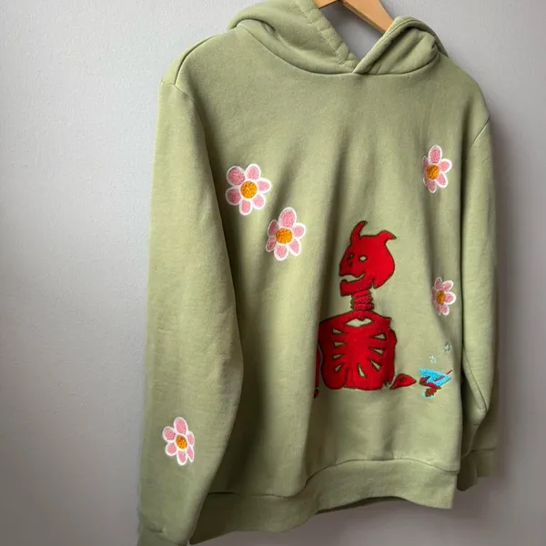 Green Abstract by Jules Skeleton Hoodie 🔥 Size L - Image 3