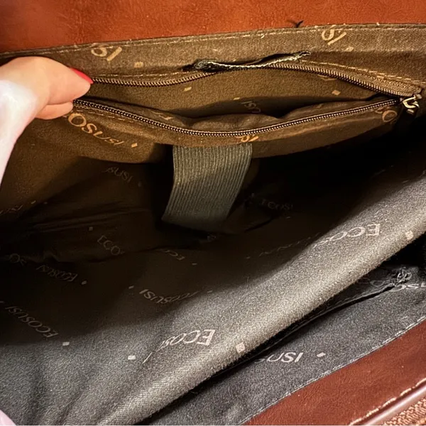Ecosusi Leather Laptop Messenger Bag Briefcase Satchel Work Brown Bow - Image 10