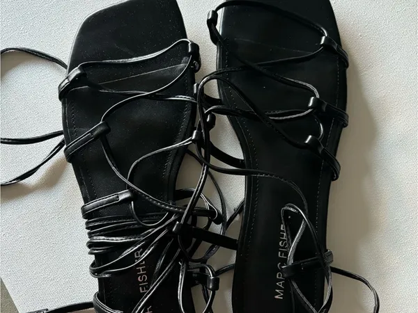 Marc Fisher Black Twisted-Strap Lace-Up Sandal - Image 2