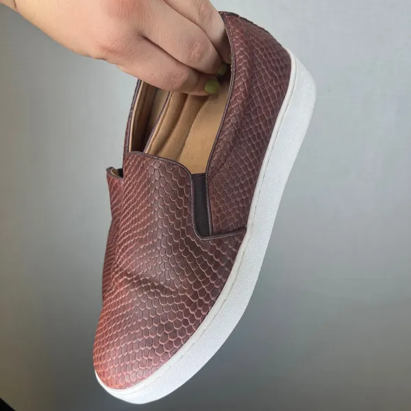 Vionic Midi Snake Mahogany Brown Leather Slip On Platform Sneakers Mens 7.5 - Image 3