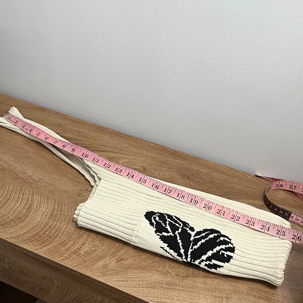 Boutique Cream Ribbed Knit Butterfly Shoulder Bag Soft Girl Aesthetic - Image 4