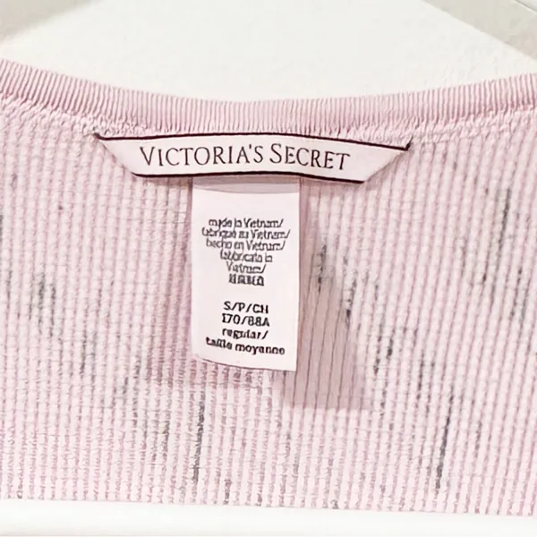 Victorias Secret Black Cursive Writing Size Small‎ Pink Pajama Top - Image 3