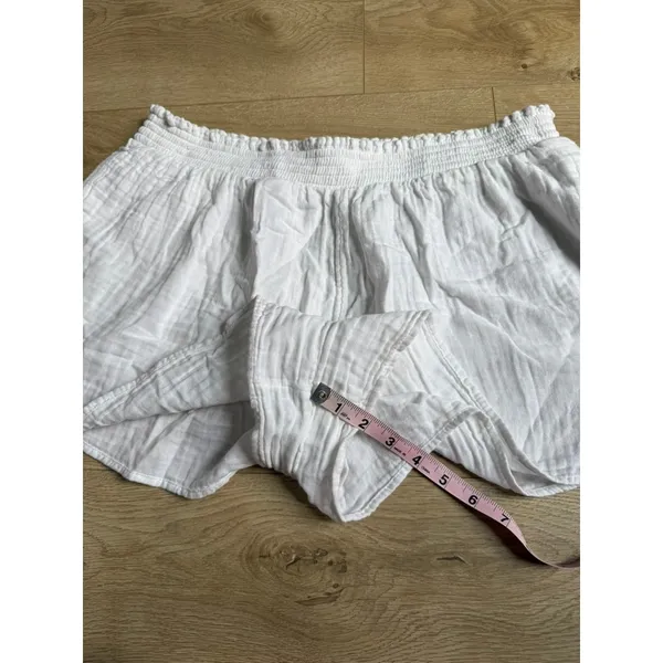 Aerie Gauzy High Waisted Short White Smocked Elastic Waist Beach Loungewear XL - Image 7