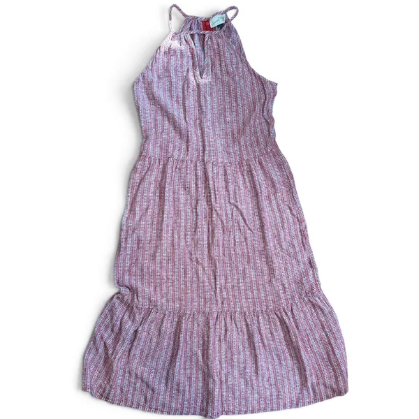 Universal Thread Womens Red Pink Striped Linen Blend Halter Tiered‎ Midi Dress S - Image 3