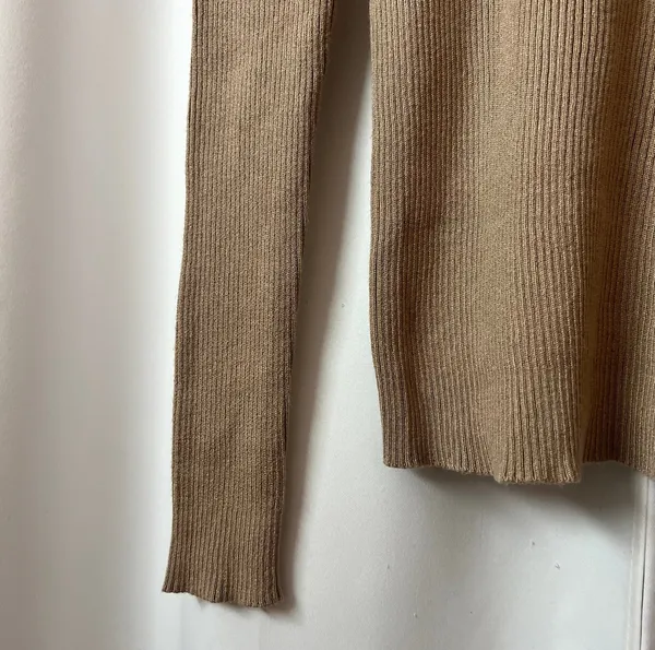 Ambiance Apparel NWOT Neutral Light Brown Ribbed Turtleneck Sweater - Image 4