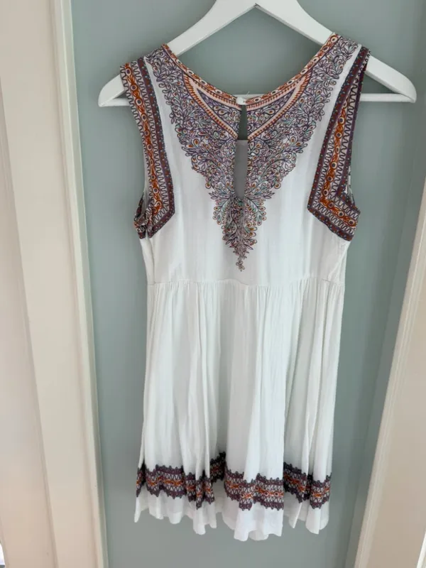 Free People Bohemian White Mini Dress - Image 4