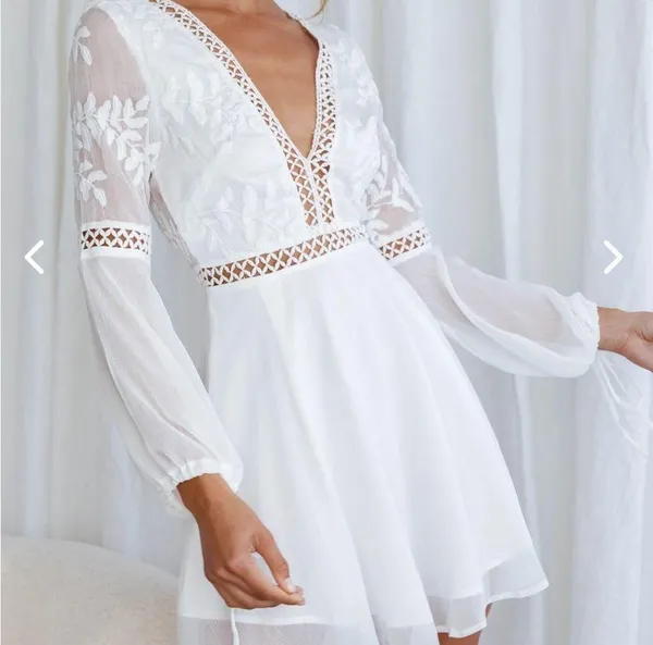 Angel Biba White Crochet Bell Sleeve Dress - Image 5