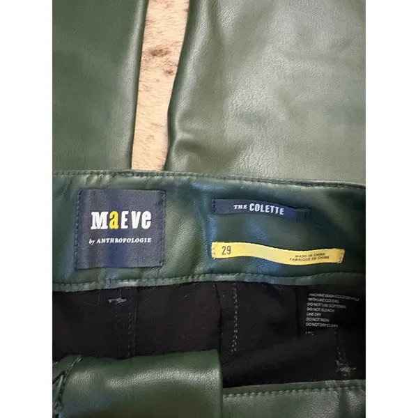 Maeve The Colette Green Faux Leather Crop Wide-Leg Pants Size 29 - Image 3