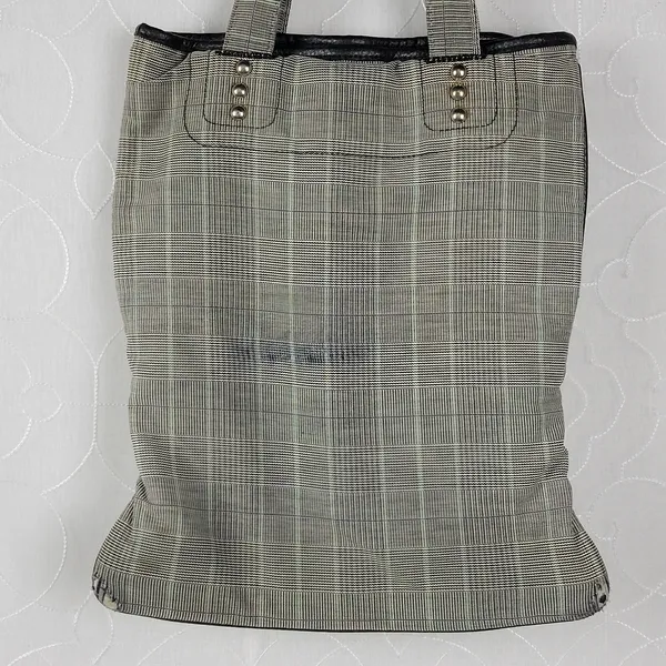 Diesel Women's Tote Gray OS Plaid Check Leather Trim Double Strap Shoulder Bag - Image 9